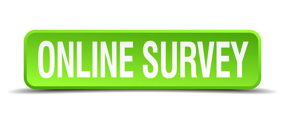 online survey green 3d realistic square isolated button
