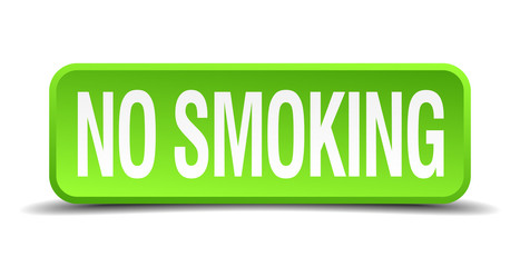 no smoking green 3d realistic square isolated button
