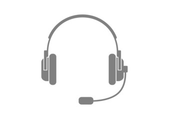 Grey headphones icon on white background