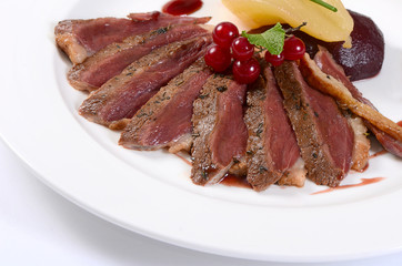 Duck breast in wine sauce
