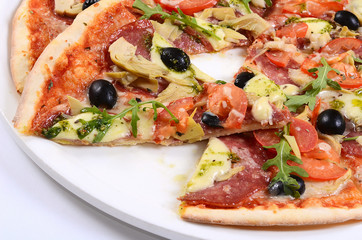 Italian pizza with cheese and olives
