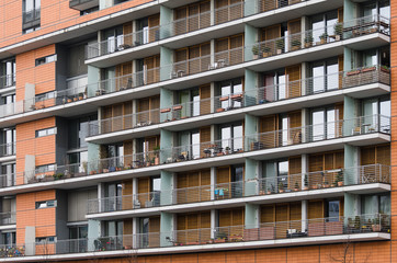 Fototapeta premium Apartment building with exterior balconies