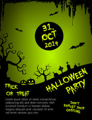 Halloween party flyer template - green and black