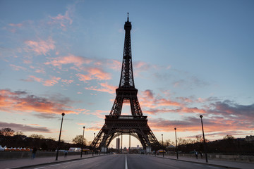 Eiffel Tower in Paris on the winter in sunrise