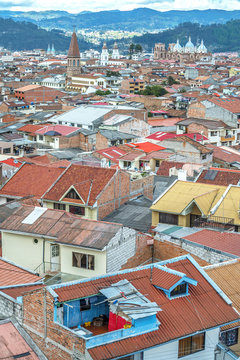 View of the rooftops and the city of Cuenca, Ecuador
