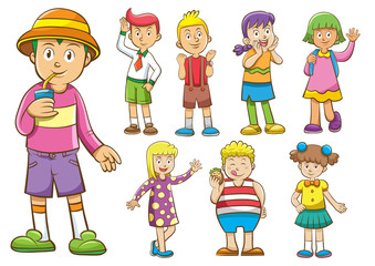set of cartoon kids.