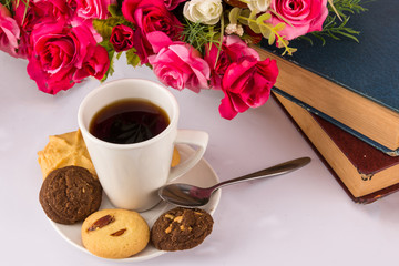 Hot drink coffee and cookies