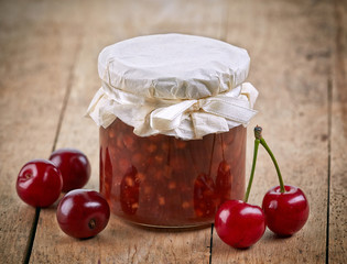jar of fruit and cherry jam