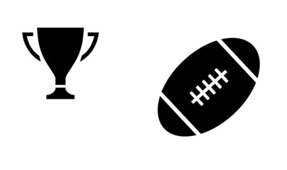 Ballon de rugby et trophée