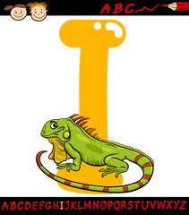 letter i for iguana cartoon illustration
