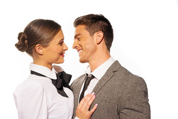 Close Up Happy Young Couple Portrait