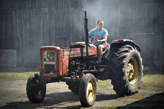 Man in tractor