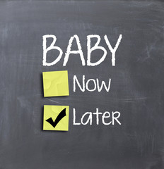 Baby planning text on blackboard