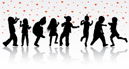 dancing children silhouettes