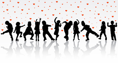 dancing children silhouettes