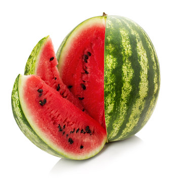 watermelon with slice isolated on the white background