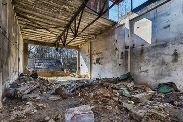 Fototapeta na wymiar destroyed warehouse