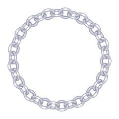 round frame vector - silver chain on the white background