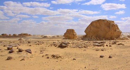 Fototapeta na wymiar The limestone formation rocks in the White Desert, Egypt