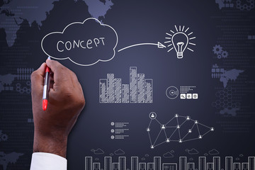 business man drawing the light bulb