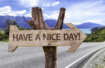 Have a Nice Day wooden sign with a island on background