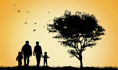 happy family silhouettes