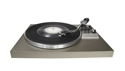 Vintage record player with vinyl record