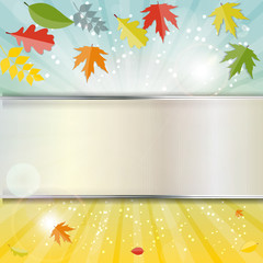 Naklejka na ściany i meble Shiny Autumn Natural Leaves Background. Vector Illustration
