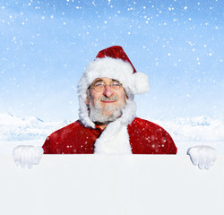 Santa Claus Holding a Blank Sign