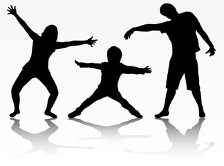 Happy family silhouettes