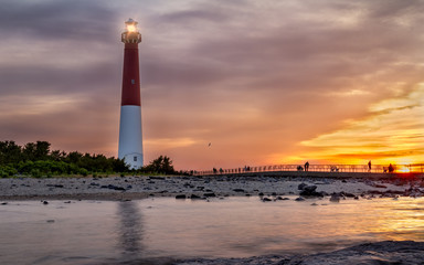 Sunset over Barnegat Lighthouse - obrazy, fototapety, plakaty