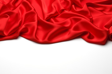 Red silk textile background　with copy space