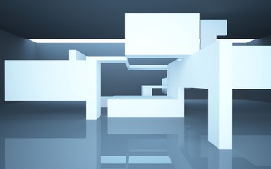 abstract interior with black walls and floors 