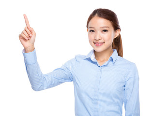 Asian businesswoman with finger up