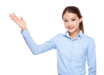 Asian businesswoman with hand presentation