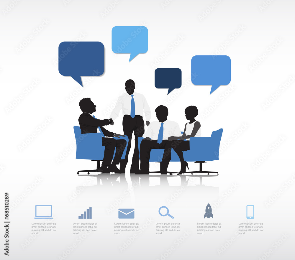 Canvas Prints Vector of Business People's Handshake with Speech Bubbles