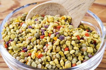 Bee pollen, selective focus