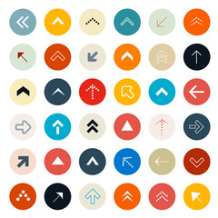 Retro Arrows Set in Circles - Vector Illustration