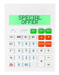 Calculator with SPECIAL OFFER on display isolated on white