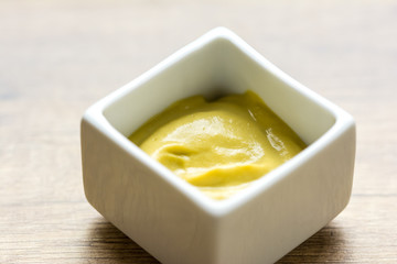 Mustard Sauce In White Bowl