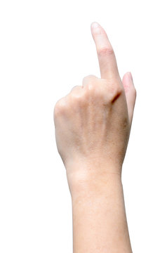 female hand touching or pointing to something
