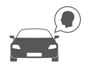 Car with a comic balloon and a head  icon