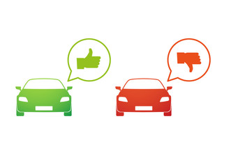 Car with a comic balloon  icon set