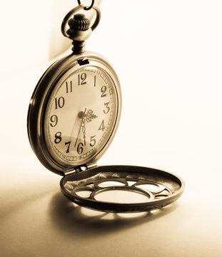 Classic Clock Open Cover  On Sepia Tone