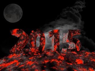 3d rendering of new year 2015 made from lava.