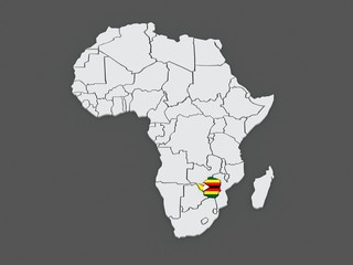 Map of worlds. Zimbabwe.