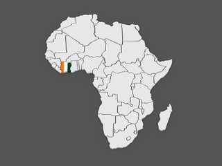 Map of worlds. Cote d'Ivoire.