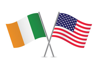 Fototapeta premium American and Irish flags. Vector illustration.