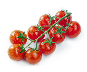 fresh wet cherry tomatoes tomato isolated on whitte background