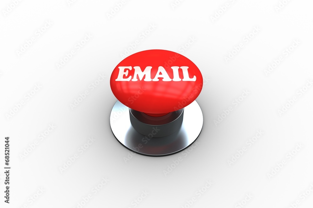 Poster Email on digitally generated red push button